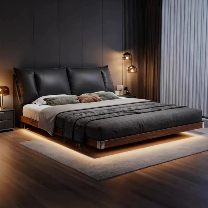 Princess Black Double Bed Decoration Comforter Wooden Platform Hotel Bed Frames King Size Modern Letto Matrimoniale Furniture