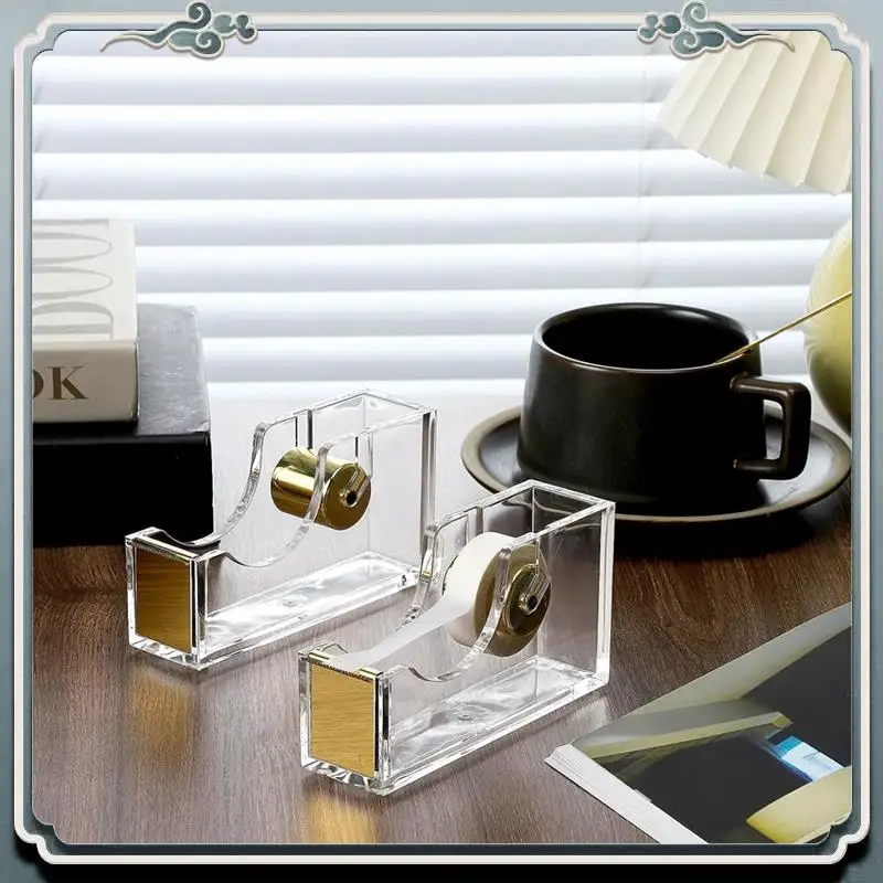 

2 Pieces Acrylic Office Tape Dispenser Transparent Gold Tape Dispenser Tape Holder Packing Tape Dispenser Easy To Use