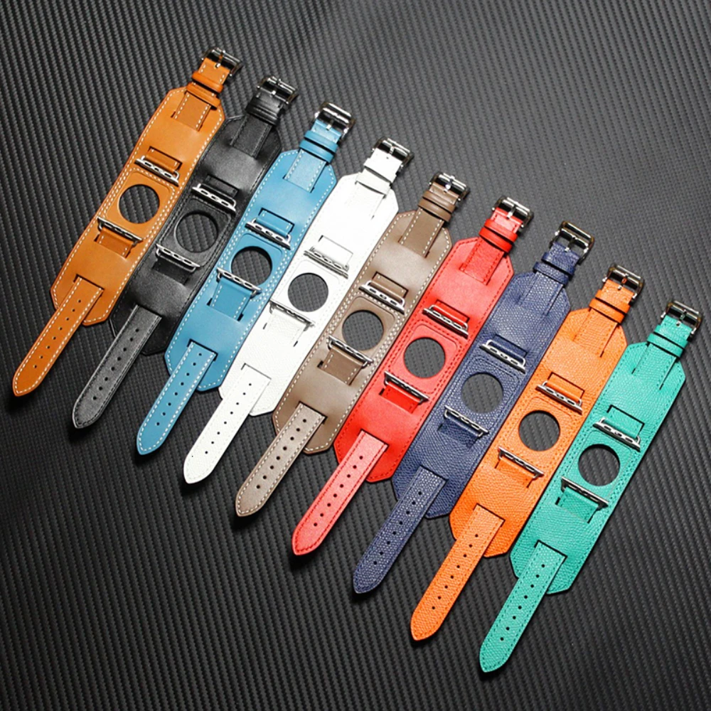 Cow Leather Strap for Apple Watch 44mm 40mm 45mm 41mm 46mm 42mm 49mm Bracelet Watchband iWatch Series Ultra 10 9 8 7 6 5 SE Belt