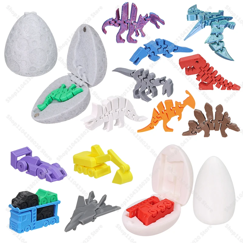 Easter Surprise Eggs Set - 6cm Dinosaur/ Vehicle Toys Inside for Kids, Party Bag Fillers, Stocking Stuffers Gift