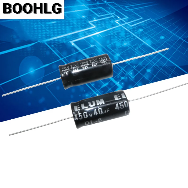 

2PCS ELUM SA horizontal axial polarized 450V 40uf aluminum electrolytic capacitor 16*32mm