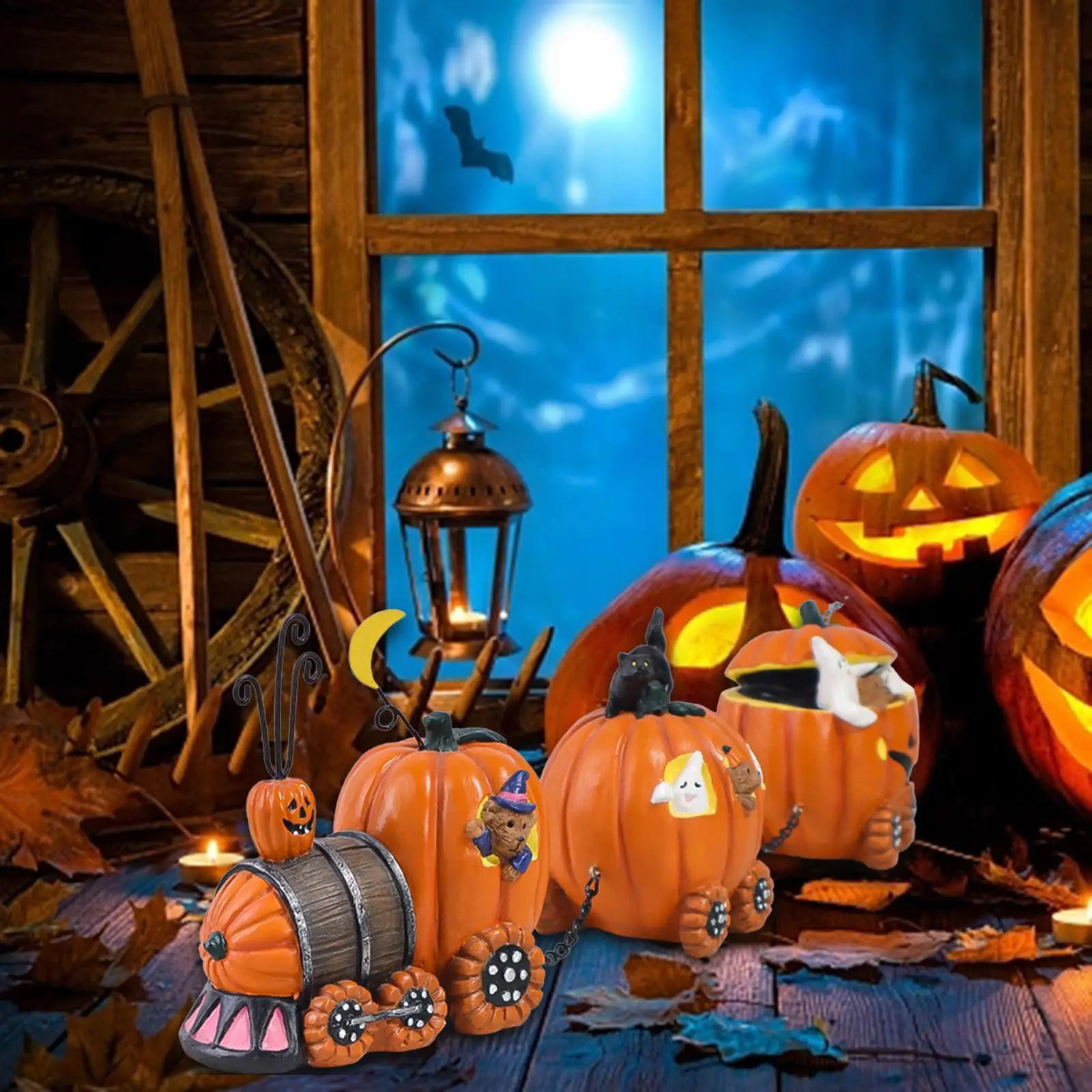 

Cartoon Halloween Pumpkin Figurine Statue Ornaments for Office Bedroom Shelf