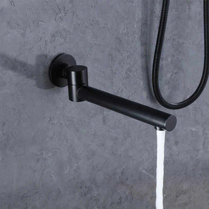 Copper spout wall-mounted rotatable swing nozzle concealed shower shower fittings under the spout faucet gold color