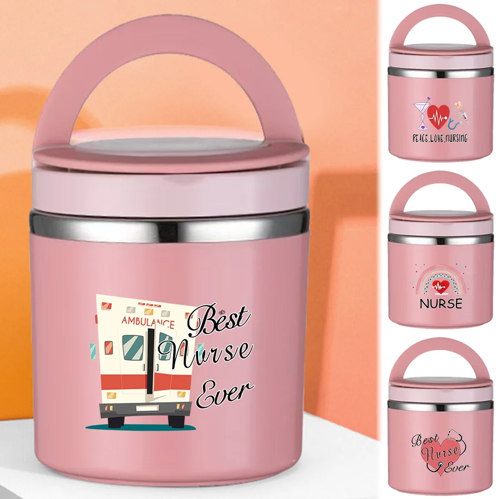

Nurse Print Solid Color Insulated Soup Cup Children School Student Office Bento Box Lightweight Single Layer Picnic Thermal Jar
