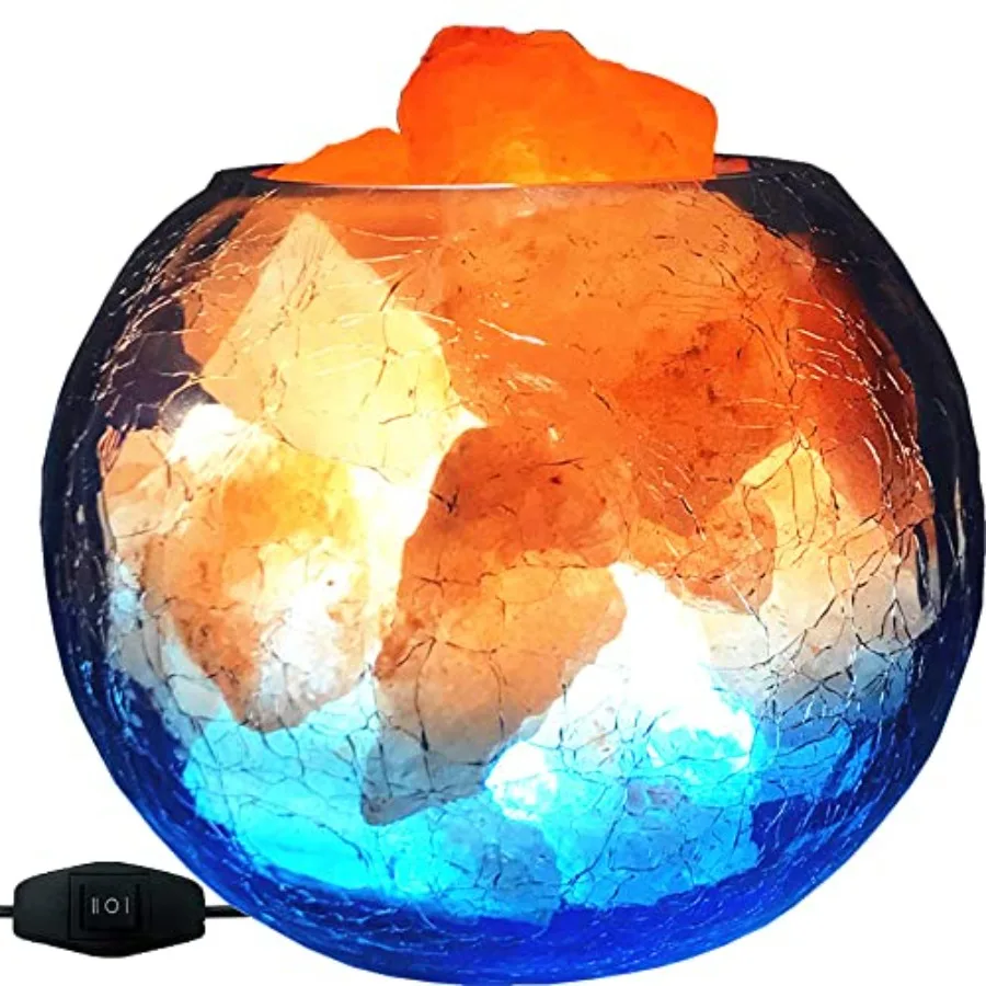 

USB Himalayan Salt Lamp, Salt Rock Lamp with Natural Salt Chunks Bring Visual Impact of Ice and Fire to you, Used for Desk, Bed