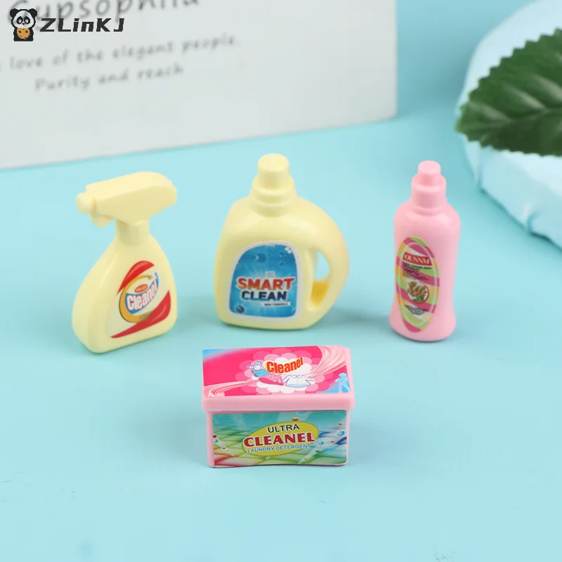 

▶ Набор из 4 предметов: ведро для уборки кукол, моющее средство, игрушечная корзина для стирки, модель корзины для игрушек