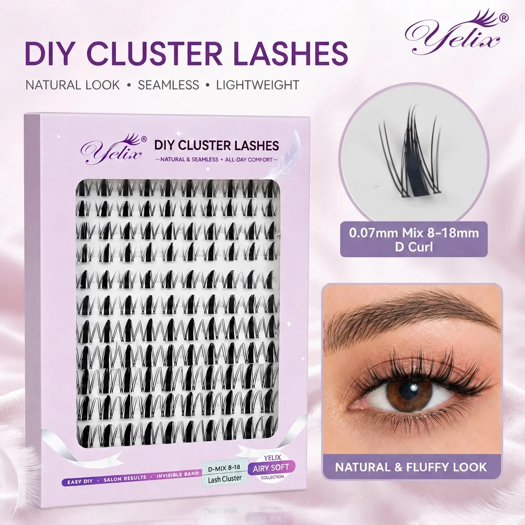 Cils en grappe Yelix Wispy, style coréen, DIY, effet manga, cils naturels, yeux de chat, parfaits pour le maquillage cosplay, vente en gros 1