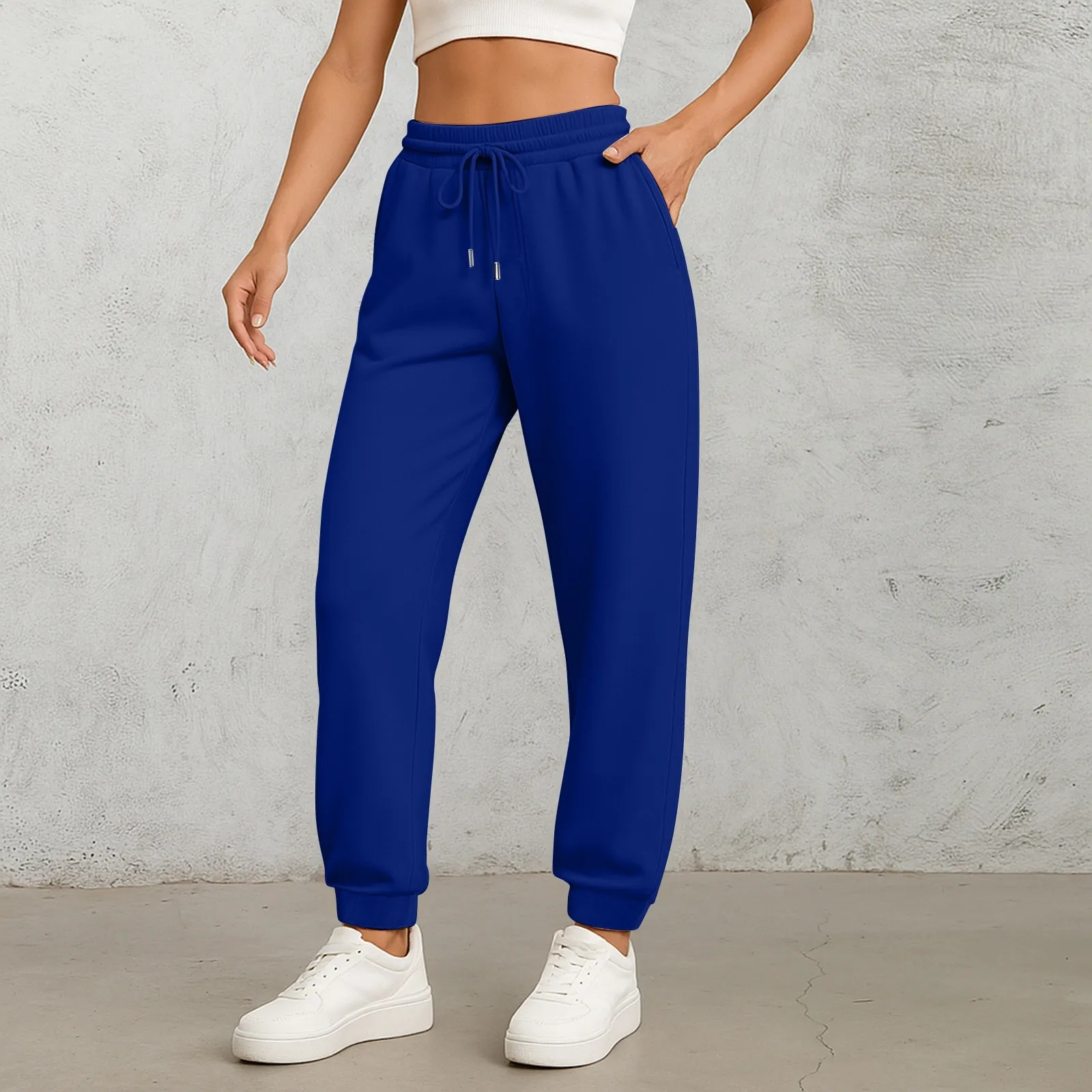 Damen-Sport-Fleece-Jogginghose mit „California Rising Star“-Aufdruck, warme, gebürstete, lange Hose im Hip-Hop-Stil, Streetwear für Damen – Detail 14
