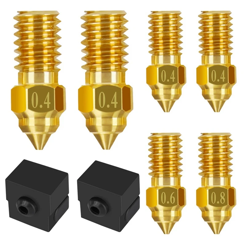 RISE-6Pc For Ender 3 V3 SE Nozzle Kit,3D Printer Brass Nozzles 0.4Mm 0.6Mm 0.8Mm,High-Temperature Resistance Extruder Nozzles