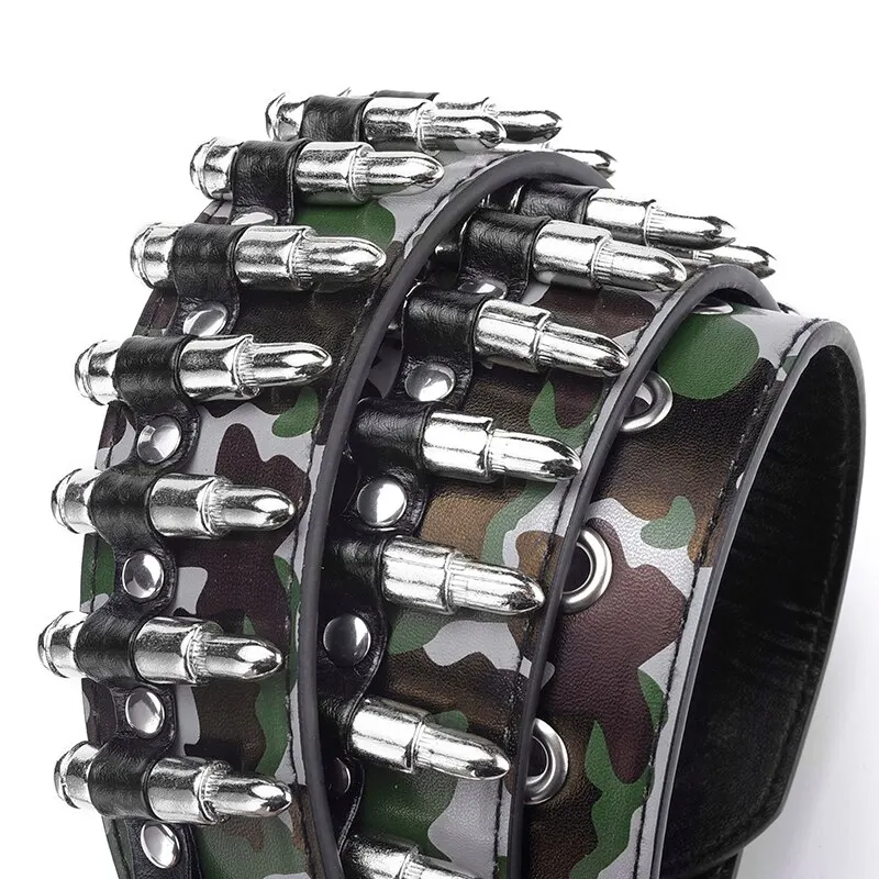 Women\'s Belt Fashion Punk Wide Belt Camouflage Belt Camo Belt Hollow Rivet Belt Punk Rock Wild Adjustable Young Trend Men\'s Belt