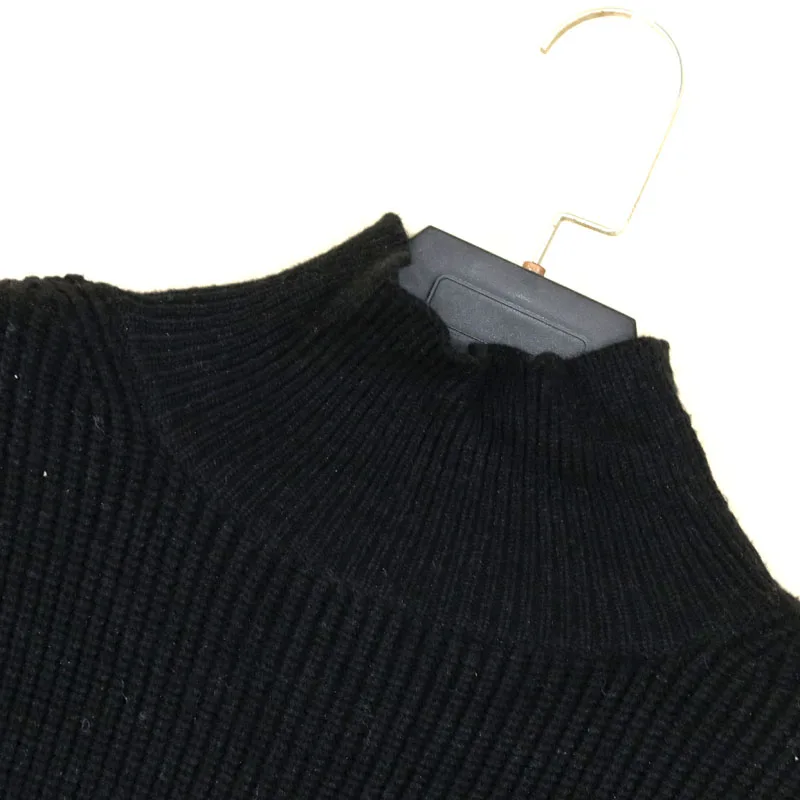 Suéter de Punto Hoado de Manga Larga Estilo Urbano, Hilo ueso, Cuello Medio Alto, Csa Interior Cálida para Mujer, Otoñ...