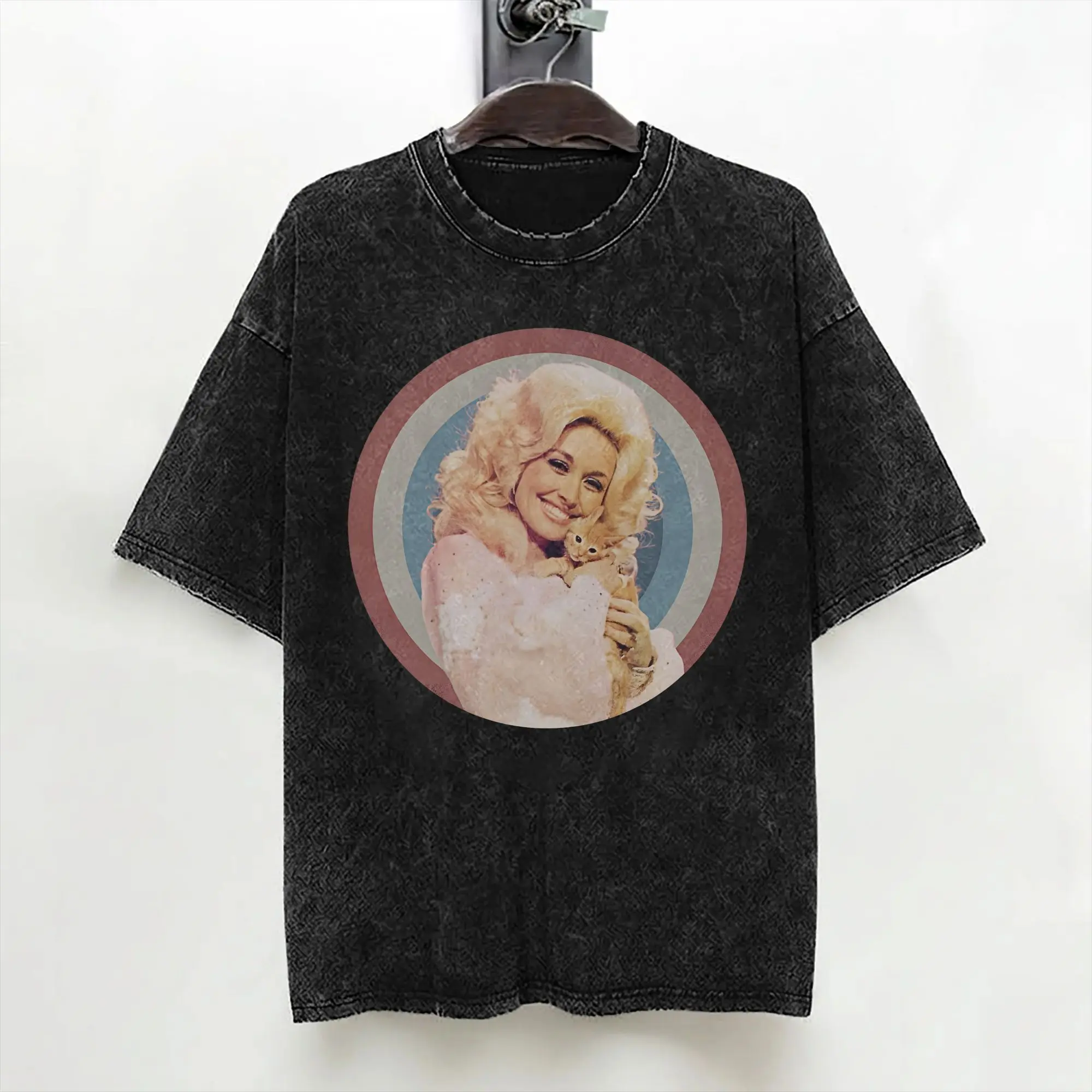 Singer D-Dolly Parton T Shirts Washed 100% Cotton Oversize T-Shirt  Novelty Men Women Streetwear Graphic Tees