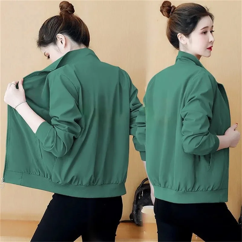 Double Layered Fabric Short Jacket for Women in Spring and Autumn New Korean Version Stand up Collar Casual Fashion Jacke Trendy