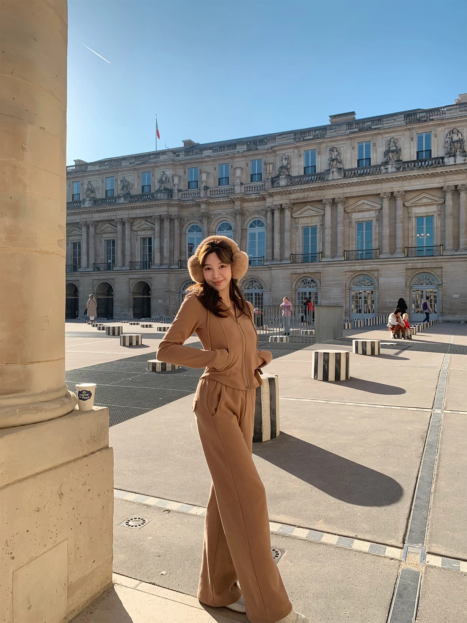 

iweiqiang женский комплект с капюшоном и брюками на подкладке, облегающая спортивная одежда, повседневная одежда, зимний термокостюм, комплект из двух предметов