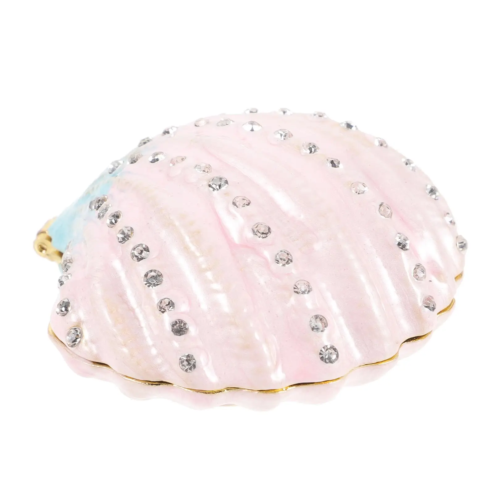 

Jewelry Box Pink Gradient Earring Storage ganizer Metal Seashell Container Decorative Holder Trinket Case