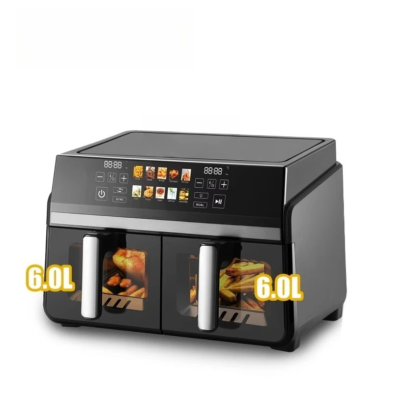 

Professional Dual Zone Air Fryer, 3000W 12L Total with 10 Preset Menus & Color LED Display