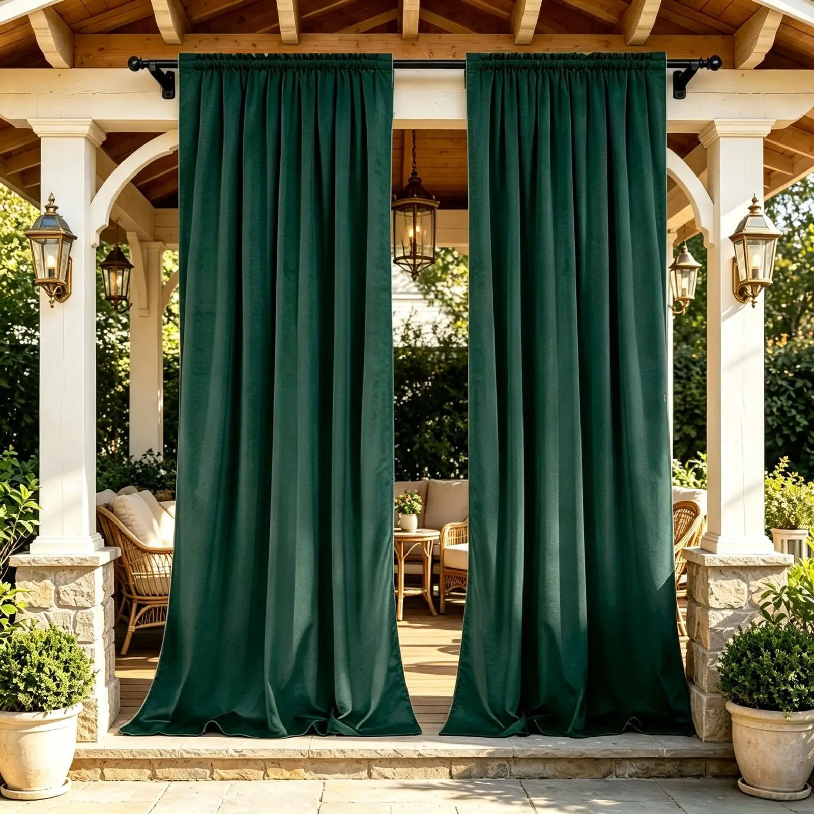 2PCS Solid Velvet Semi Blackout Curtains, Outdoor Privacy Protective Drapes, For Terrace, Porch, Warm Housewarming Gift