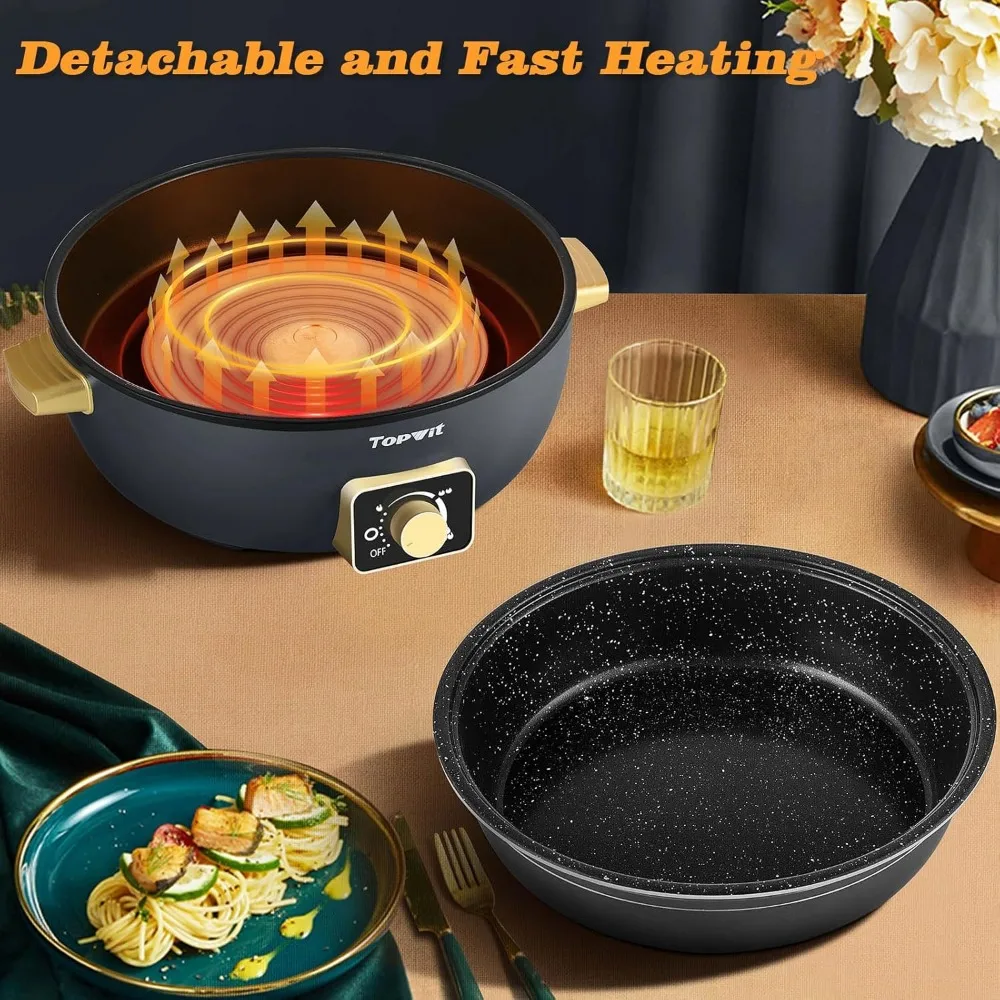 2024 New Pot 5L with Adjustable Power Control, Removable Nonstick Electric Frying Pan, 12” Deep Dish Multifunction
