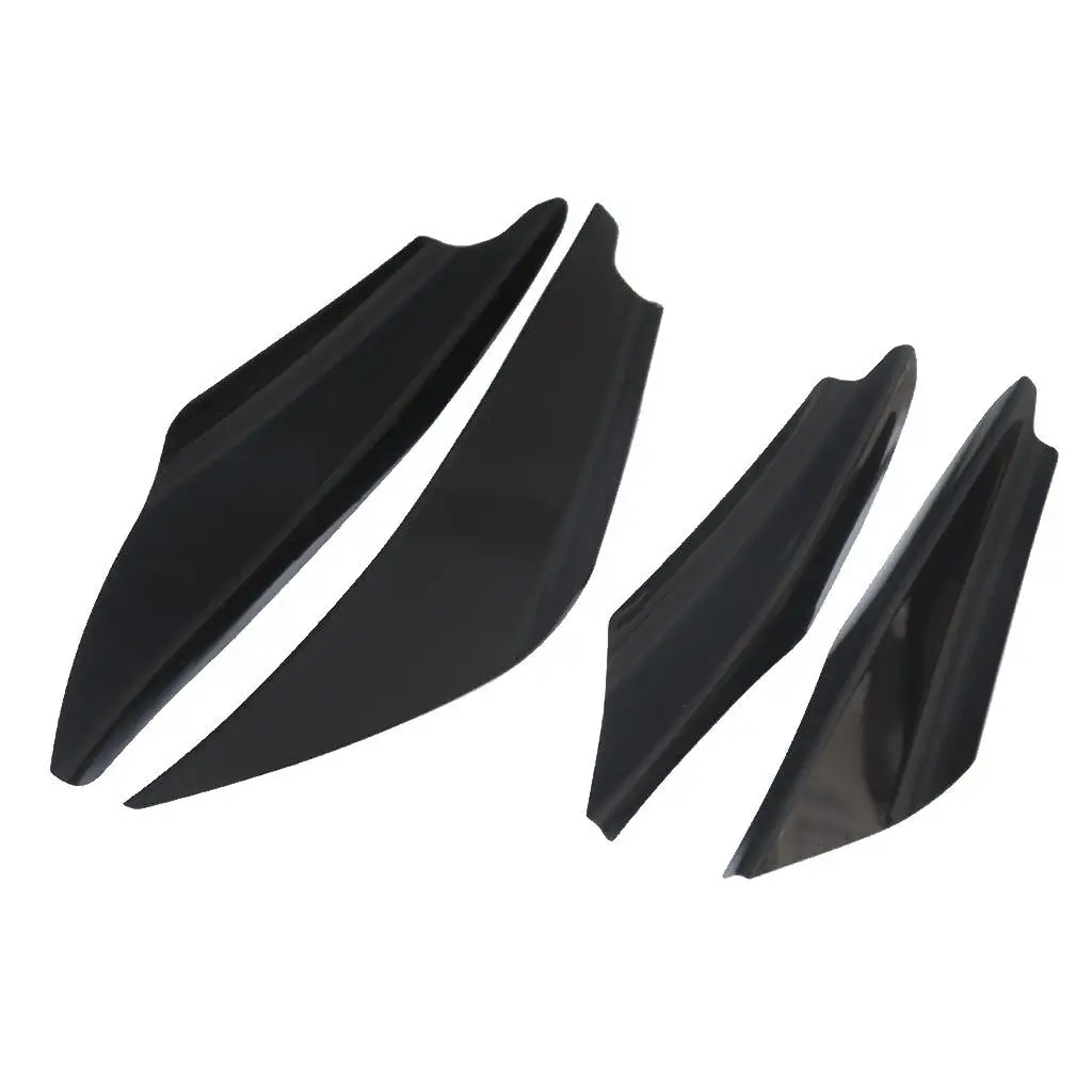 4 Pieces Universal Carbon Fiber Front Bumper Splitter  Trim Set Black