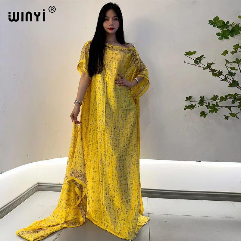 WINYI africa boho odzież z nadrukiem dla kobiet dubajski muzułmański Dashiki kaftan wakacyjny projekt sukienka abaja wieczorowy vestidos ملابس