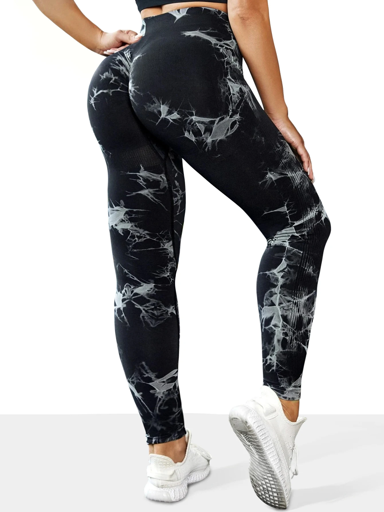 Women's Tie Dye Seamless High-Waisted Yoga Pants Tummy Control Belly Band Pants Comfortable Stretchy Leggings for Women