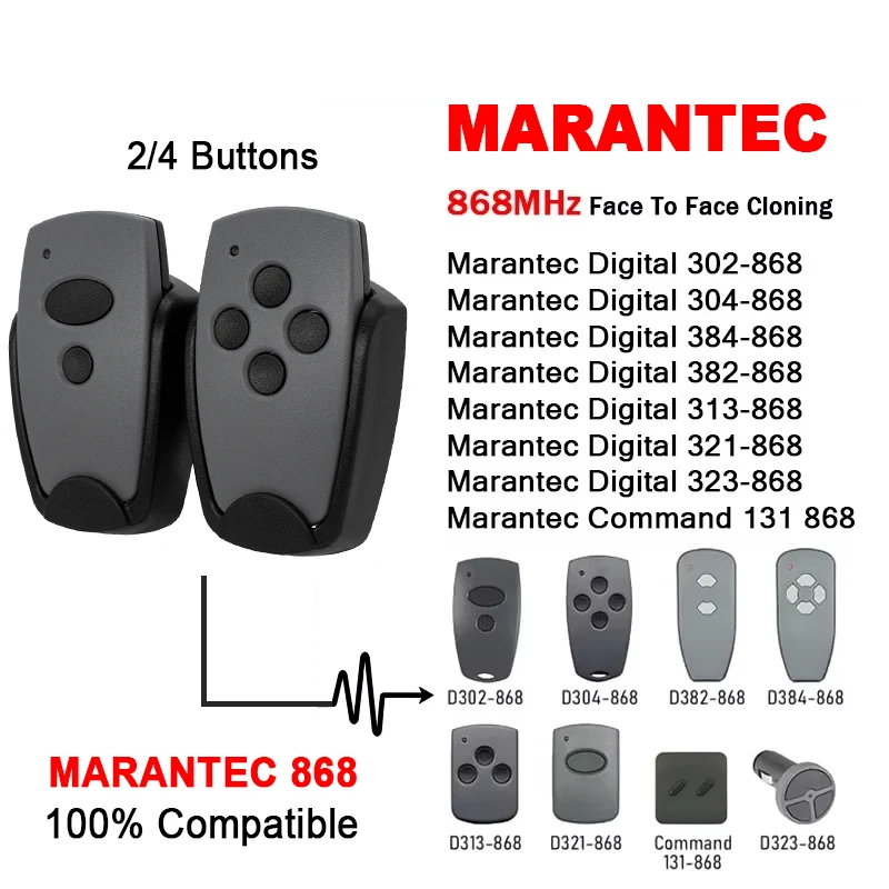 

Garage Door Accessories MARANTEC 868MHz Remote Control 100% Clone MARANTEC Digital 302 304 382 384 313 321 323 868 Operators