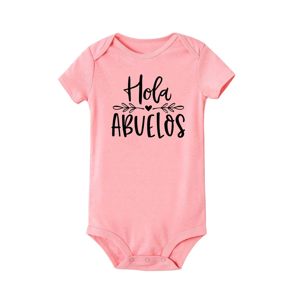 Hola Abuelos estampado español abuelos anuncio de embarazo mono recién nacido lindo ropa infantil de una pieza mono de bebé regalo