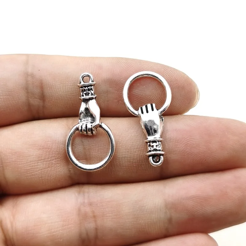 10pcs/lot Punk Retro Palm Lifting Ring Charms Pendant DIY for Necklace Earrings Charm Jewelry Making DIY Jewelry Findings