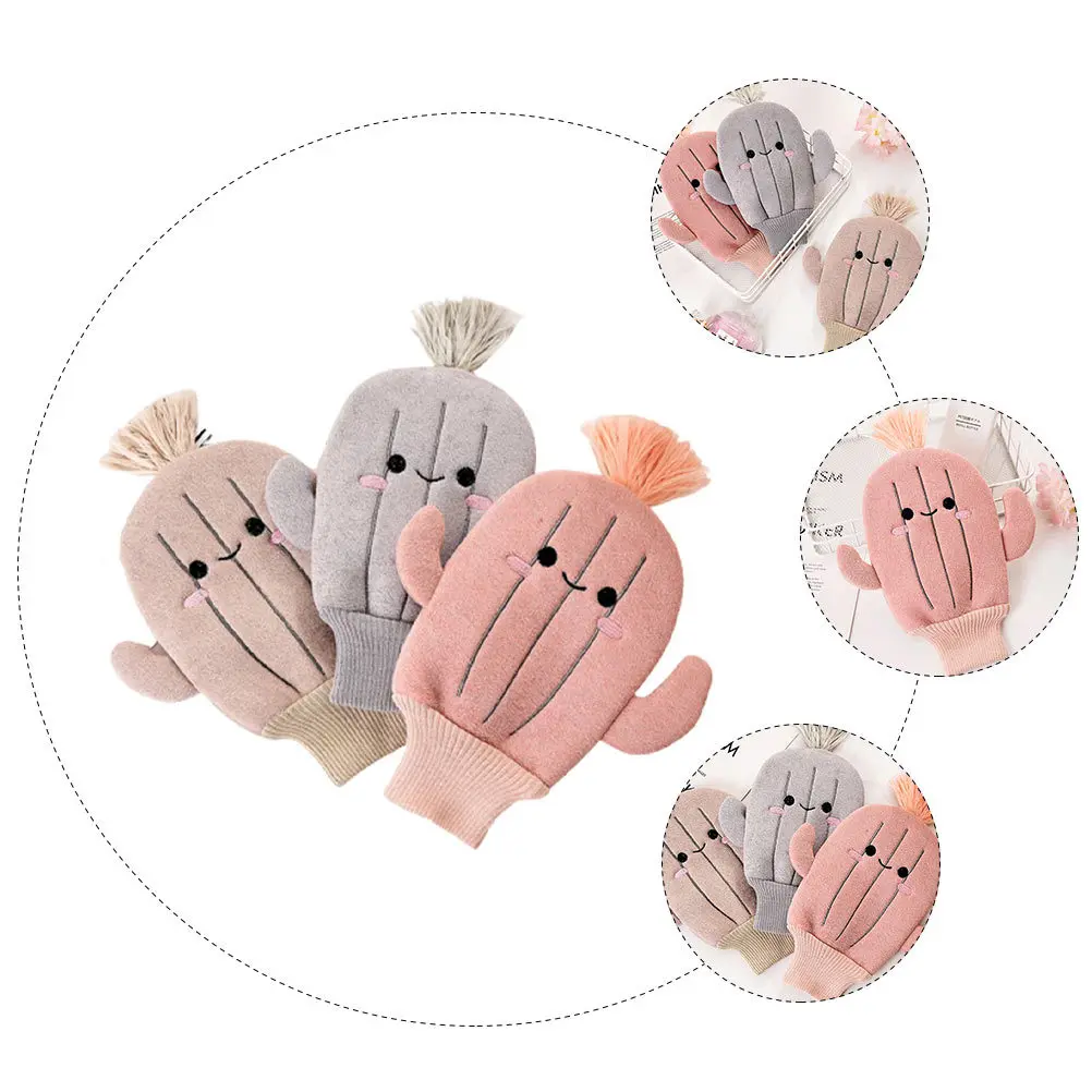 

3 шт., детские рукавицы для ванны, полотенца с рисунком кактуса, практичная щетка для тела, глубокая чистка, креативный скруббер для ванны, легкий портативный