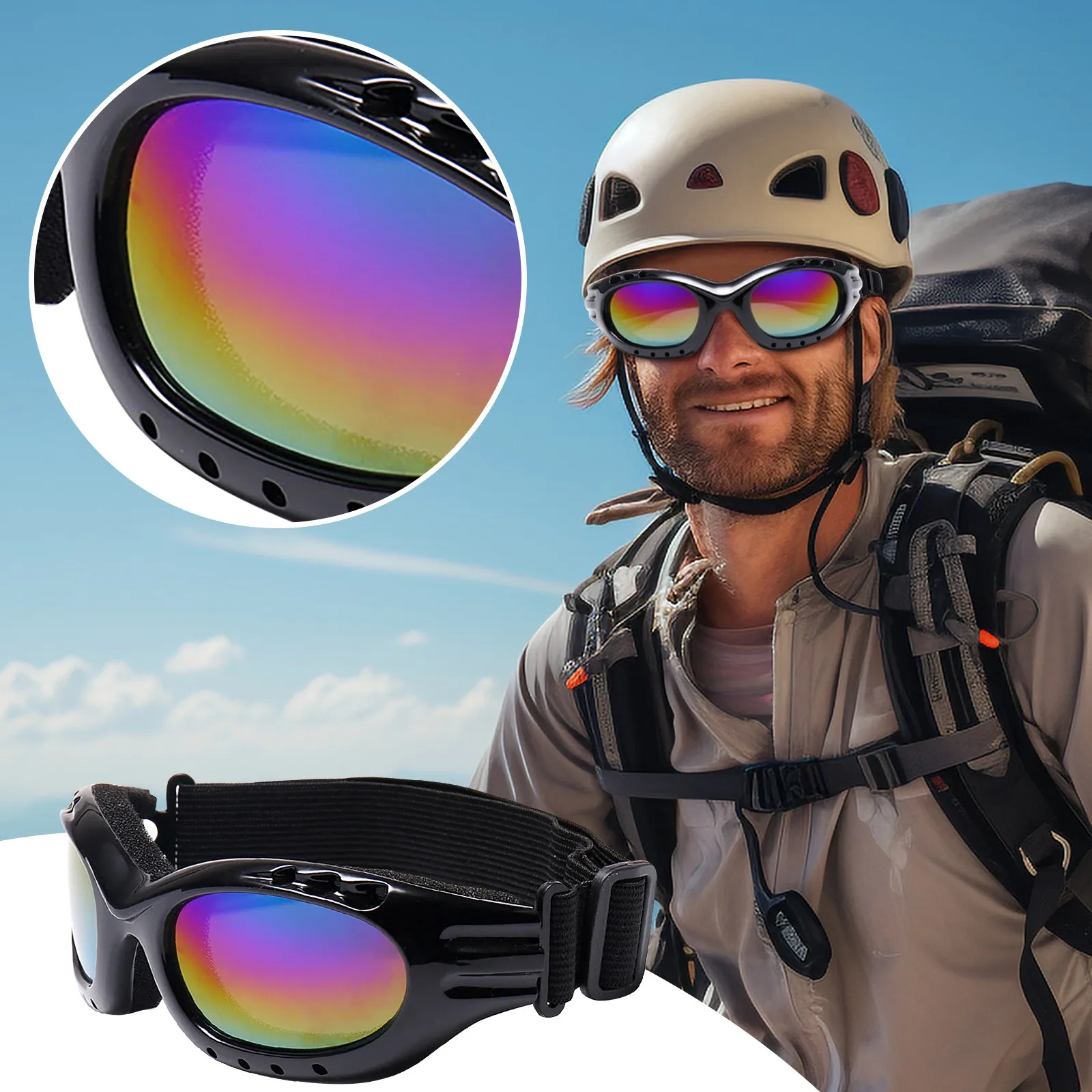 Fashion Outdoor Elastic Strap Mountaineering Goggles Motorcycle Windshield Ski Multifunction Dustproof Windproof Riding Glasses
