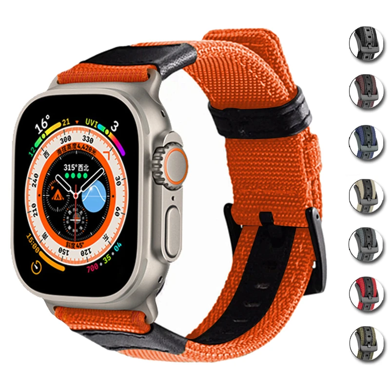 Sport Nylon Strap for Apple Watch Ultra 2 Band 49mm 40mm 44mm 42mm 38 IWatch Series 9 8 7 6 Se 5 4 Correa 45mm 41mm Accessories