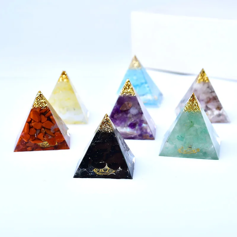 25mm Natural Crystal Gravel Orgone Pyramid Crafts Home Decor Gift Healing Stone Energy Pyramid