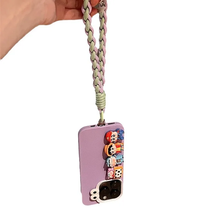 Kawaii تلوين شين تشان الغطاء الواقي آيفون 16 برو ماكس 15 14 13 الكرتون سيليكون لينة جراب هاتف مع شريط للرسغ #4