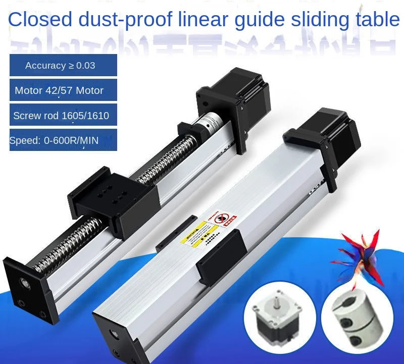 Dust-Proof Closed Ball Screw Sliding Table Precision Linear Guideway Module with 42/57 Stepper Motor Workbench