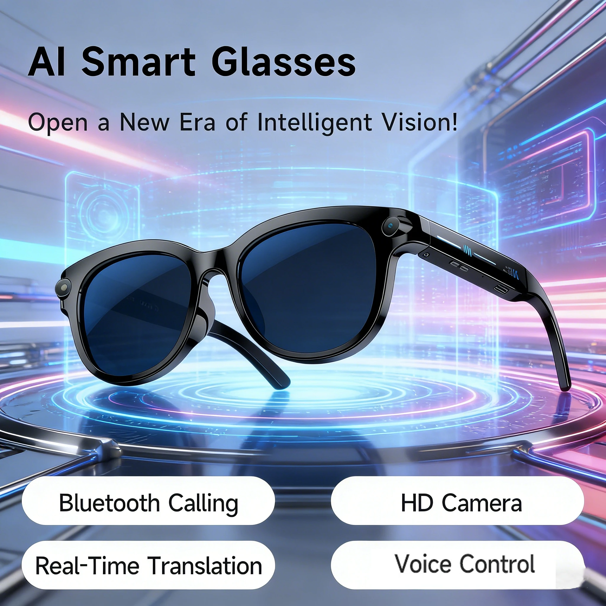

2026 AI Smart Glasses AI Translation Sunglasses Bluetooth Calling Music Player Camera Control Vedio Recording Glasses Men Women