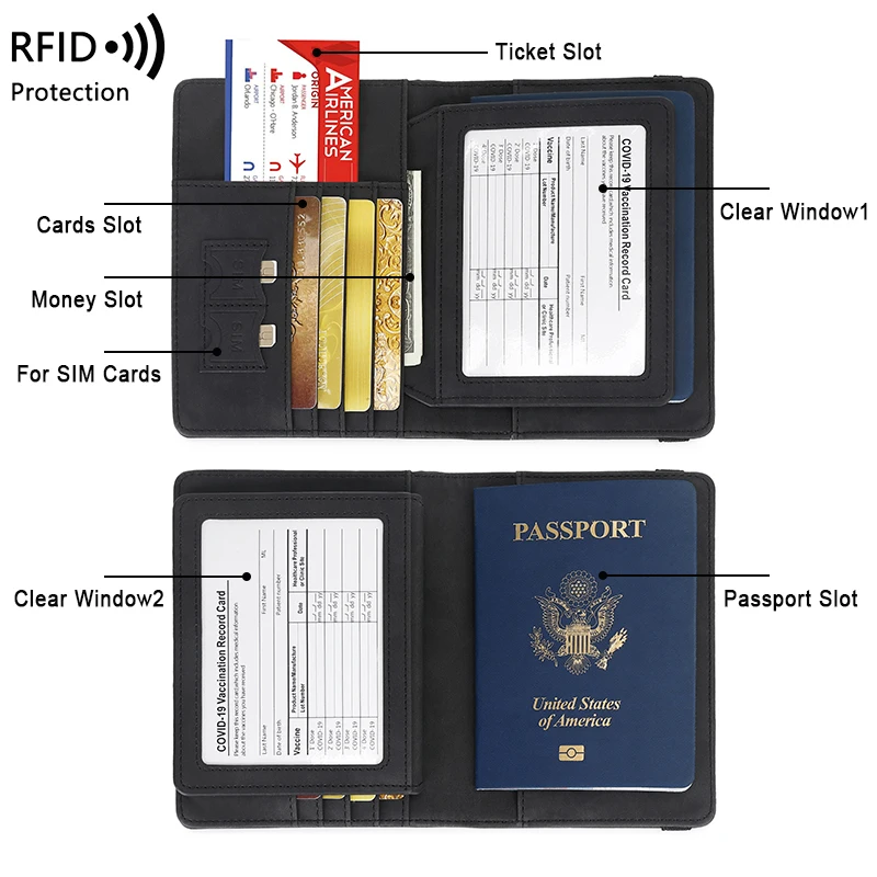 New RFID passport bag travel document bag Driver\'s license card bag multi-functional protective cover passport holde