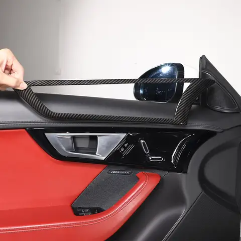 재규어 F-TYPE 2013-2024 용 ABS 탄소 섬유 매트 블랙, 자동차 내부 문 손잡이 장식 프레임 스티커, 자동차 인테리어 액세서리