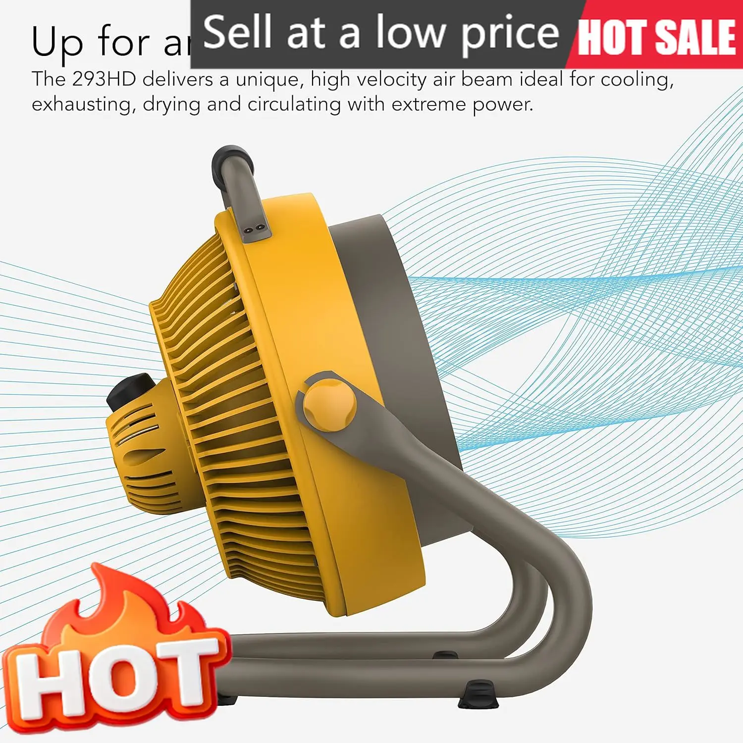 

16-дюймовый мощный промышленный вентилятор с тремя скоростями, ударопрочным корпусом, двигателем IP54, циркулятор воздуха для всего помещения, поворотная головка, ручка для переноски