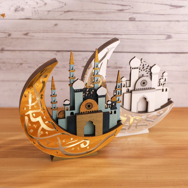 

Eid Mubarak Ornament Light Ramadan Decoration Eid Kareem Wooden Pendant For Home Ramadan Mubarak Islamic Muslim Party Gift Decor