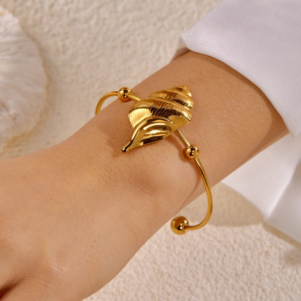 Einfache Edelstahl-Sonnenarmbänder für Damen und Herren, Gänseblümchen-, Muschel-, Spiral-, Oktopus-, Schildkröten-Armreif, Ozean-, Strand-, Urlaubsschmuck – Detail 22