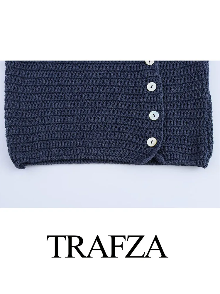 TRAFZA-Camisola casual feminina, gola virada para baixo, mangas compridas, solteiro, ombro fora, peito, feminina, na moda, outono, monocromático, 2021