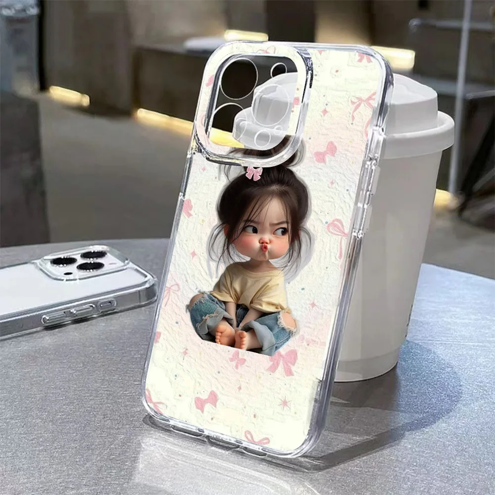 Cartoon Baby Girl Phone Case For Samsung Galaxy S26 S25 S24 S23 S22 S21 S20 FE Note20 Note10 Edge Plus Ultra Lite 5G Clear Cover
