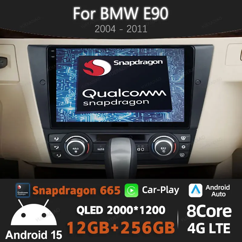

Android 15 Car Radio For BMW 3 Series E90 E91 E92 E93 2006 - 2012 Qualcomm Multimedia Video Player Wireless Carplay Auto GPS DSP