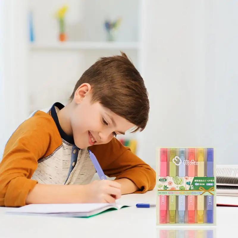 Double-Ended Highlighter Ultra-soft Dual-ended Aesthetic Highlighter Marker Pen For Coloring Underlining Highlighting Broad And