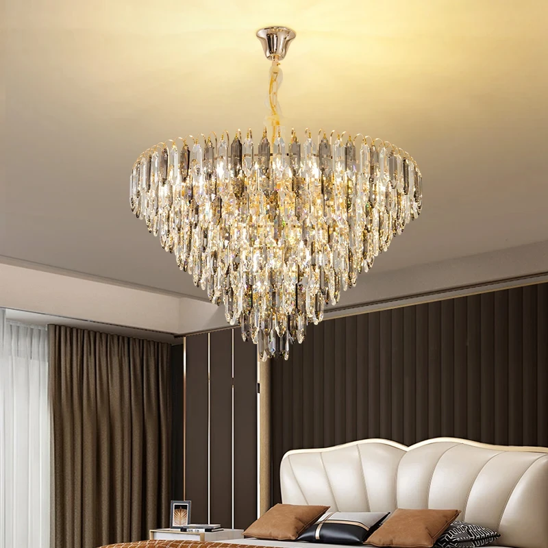 luxury crystal chandelier modern atmosphere pendant lights round living room main pendant lamp staircase villa lamps