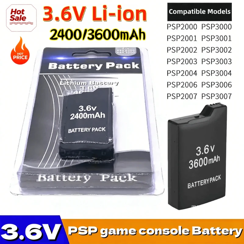 3600/2400mAh PSP2000 Handheld Game Console Backup Lithium Battery Pack for PS Lite PSP-2000 PSP-3000 PSP-3004 Batteries