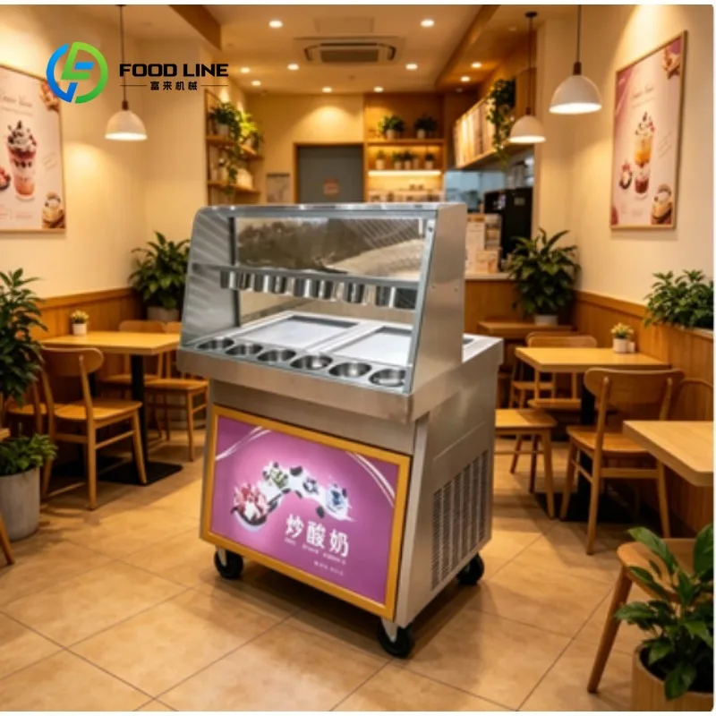 Commercial Stainless Steel Double Ice Cream Machine Fried Ice Cream Roll Machine Dry Ice Blender Cream Machine Customized