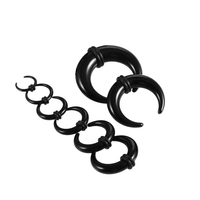 6Pcs(3Pairs) Acrylic C Sahpe Buffalo Horn Ear Pincher Septum Rings Piercing Black Ear Taper Stretcher Expander Body Jewelry