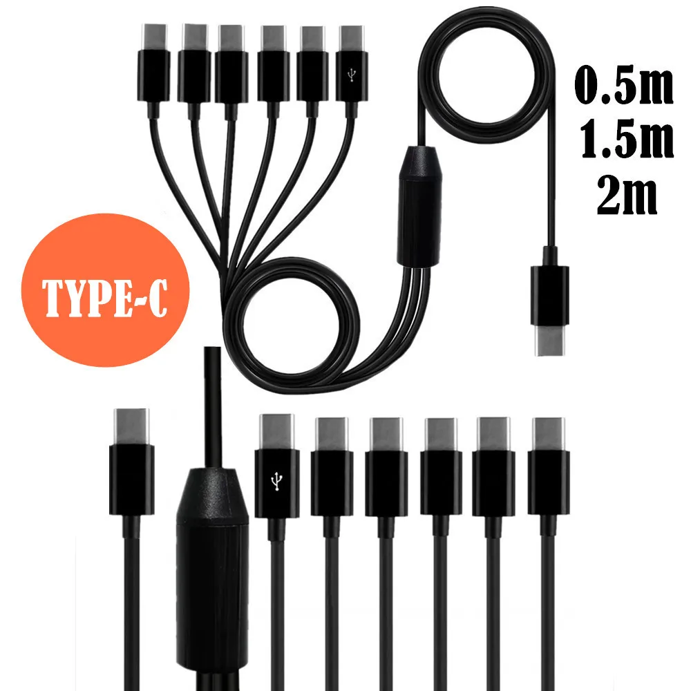 USB 2.0 Type  type-c  to 2/3/4/6 type-c Male Splitter Y Data Sync and Charge Connector Adapter Cable 0.5m/1.5m/2m