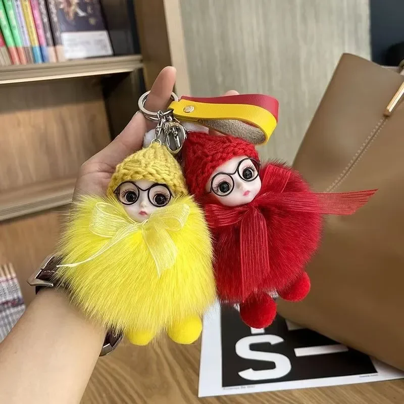 Llavero de peluche de zorro, bonito colgante de muñeco durmiente, amuleto de animal de peluche suave para decoración de mochila escolar de bebé/estudiante, recién llegado